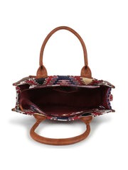 Tribal Jacquard Cotton Canvas Ethnic Motifs Self Design Handheld Bag