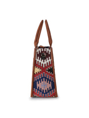 Tribal Jacquard Cotton Canvas Ethnic Motifs Self Design Handheld Bag