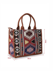 Tribal Jacquard Cotton Canvas Ethnic Motifs Self Design Handheld Bag