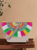 Boho Cotton Canvas Ethnic Motifs Embellished Sling Bag