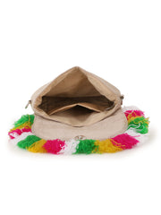 Boho Cotton Canvas Ethnic Motifs Embellished Sling Bag