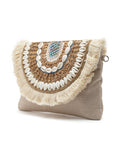 Boho Seashell Embellished Cotton Canvas Sling Bag