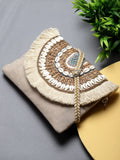 Boho Seashell Embellished Cotton Canvas Sling Bag