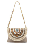 Boho Seashell Embellished Cotton Canvas Sling Bag