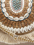 Boho Seashell Embellished Cotton Canvas Sling Bag