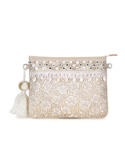 Boho Faux Silk Floral Embroidered Sling Bag