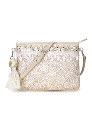Boho Faux Silk Floral Embroidered Sling Bag