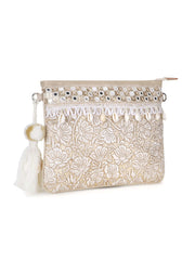 Boho Faux Silk Floral Embroidered Sling Bag