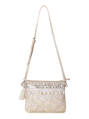 Boho Faux Silk Floral Embroidered Sling Bag