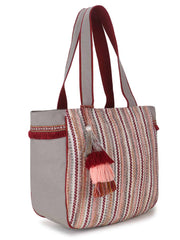 Geomat Cotton Acrylic Jaquard Striped Jacquard Tote Bag