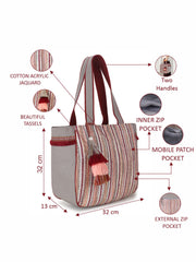 Geomat Cotton Acrylic Jaquard Striped Jacquard Tote Bag