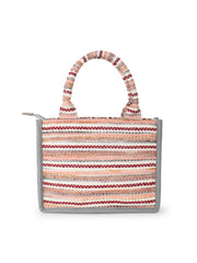 Geomat Jacquard Cotton Canvas Striped Self Design Handheld Bag