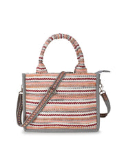 Geomat Jacquard Cotton Canvas Striped Self Design Handheld Bag