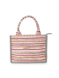 Geomat Jacquard Cotton Canvas Striped Self Design Handheld Bag
