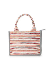Geomat Jacquard Cotton Canvas Striped Self Design Handheld Bag