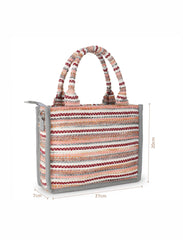 Geomat Jacquard Cotton Canvas Striped Self Design Handheld Bag