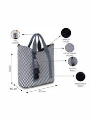 Boho Cotton Canvas Jaquard Diamond Jacquard Handheld Bag