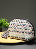 Boho Geometric Jacquard Cotton Canvas Travel Pouch