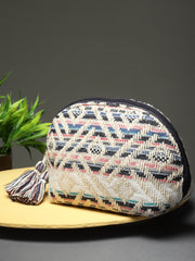 Boho Geometric Jacquard Cotton Canvas Travel Pouch