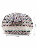 Boho Geometric Jacquard Cotton Canvas Travel Pouch