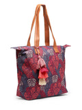 Rangoli Leaf Motif Printed Cotton Canvas Tote Bag