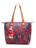 Rangoli Leaf Motif Printed Cotton Canvas Tote Bag