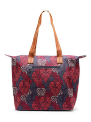 Rangoli Leaf Motif Printed Cotton Canvas Tote Bag
