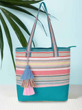 Eco- friendly Cotton Canvas Striped Jacquard Tote Bag