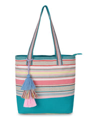Eco- friendly Cotton Canvas Striped Jacquard Tote Bag