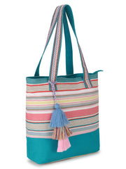 Eco- friendly Cotton Canvas Striped Jacquard Tote Bag