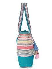 Eco- friendly Cotton Canvas Striped Jacquard Tote Bag