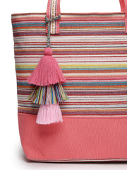 Eco- friendly Cotton Canvas Striped Jacquard Tote Bag