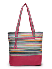 Eco- friendly Cotton Canvas Striped Jacquard Tote Bag