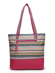 Eco- friendly Cotton Canvas Striped Jacquard Tote Bag