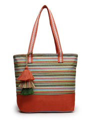 Eco- friendly Cotton Canvas Striped Jacquard Tote Bag