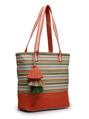 Eco- friendly Cotton Canvas Striped Jacquard Tote Bag