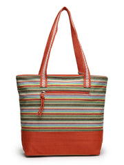 Eco- friendly Cotton Canvas Striped Jacquard Tote Bag