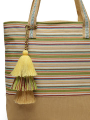 Eco- friendly Cotton Canvas Striped Jacquard Tote Bag