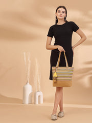 Eco- friendly Cotton Canvas Striped Jacquard Tote Bag
