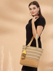 Eco- friendly Cotton Canvas Striped Jacquard Tote Bag