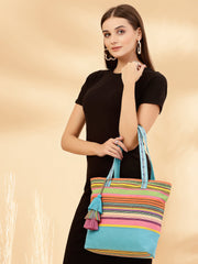 Eco- friendly Cotton Canvas Striped Jacquard Tote Bag
