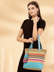 Eco- friendly Cotton Canvas Striped Jacquard Tote Bag