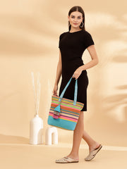Eco- friendly Cotton Canvas Striped Jacquard Tote Bag