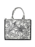 Jungle Jacquard Cotton Canvas Animal & Floral Self Design Handheld Bag