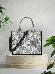 Jungle Jacquard Cotton Canvas Animal & Floral Self Design Handheld Bag