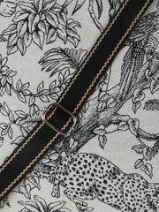 Jungle Jacquard Cotton Canvas Animal & Floral Self Design Handheld Bag