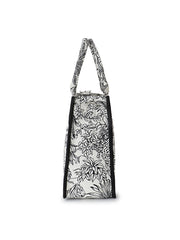Jungle Jacquard Cotton Canvas Animal & Floral Self Design Handheld Bag