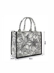 Jungle Jacquard Cotton Canvas Animal & Floral Self Design Handheld Bag