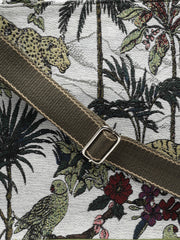 Jungle Jacquard Cotton Canvas Animal & Floral Self Design Handheld Bag