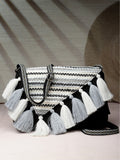 Geomat Striped Jacquard Cotton Canvas Sling Bag